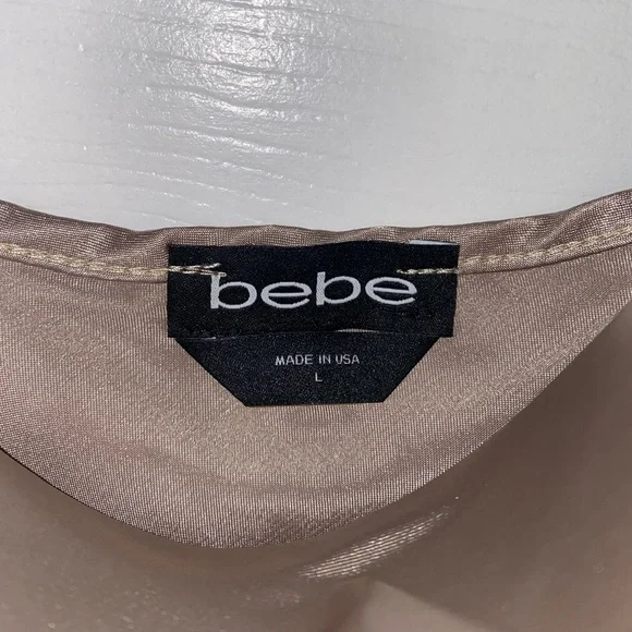 Tan BEBE cowl neck satin midi slip dress - Picture 5 of 5